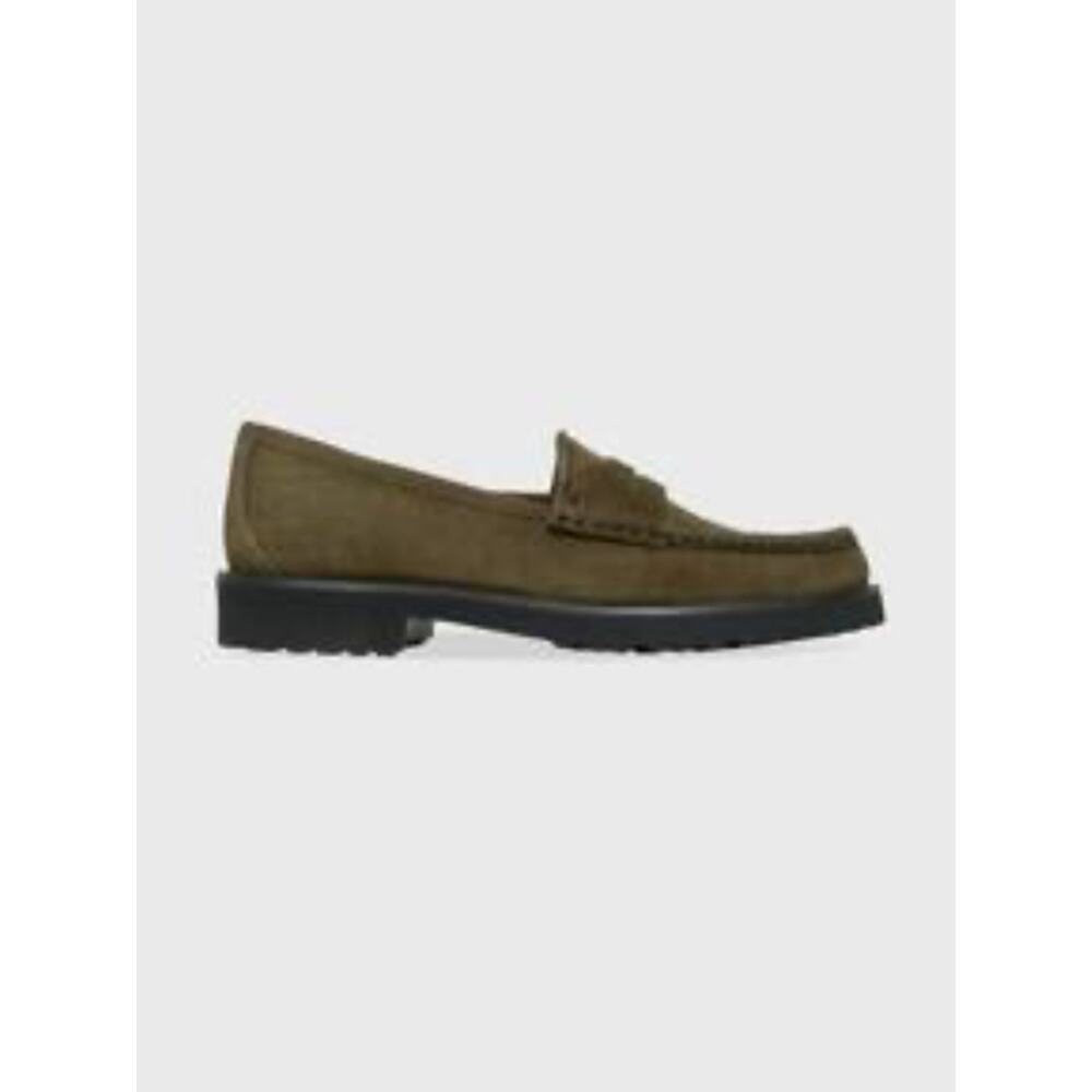 Ann Mashburn Lug sole lightweight loafers army green suede sz 37.5